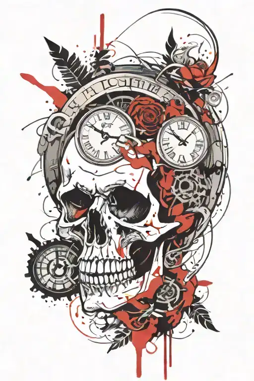 Skull Head Opening With Clock Face