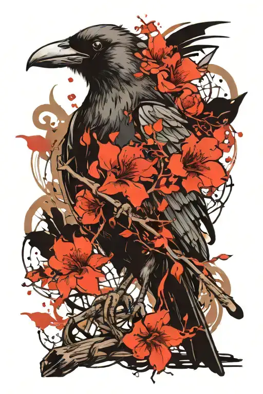 Steampunk Plague Crow Holding Sakura Branch