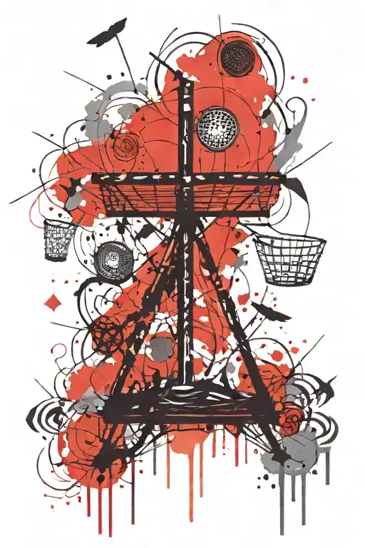 Disc Golf Basket In A Cross Silhouette Made