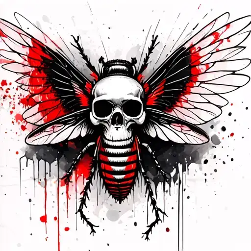 Cicada With A Skull On Its Back With Spread Wings