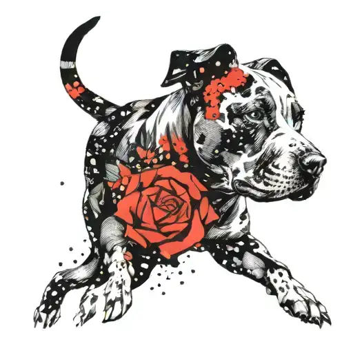 Pointillism Pit Bull Drawn Dotted