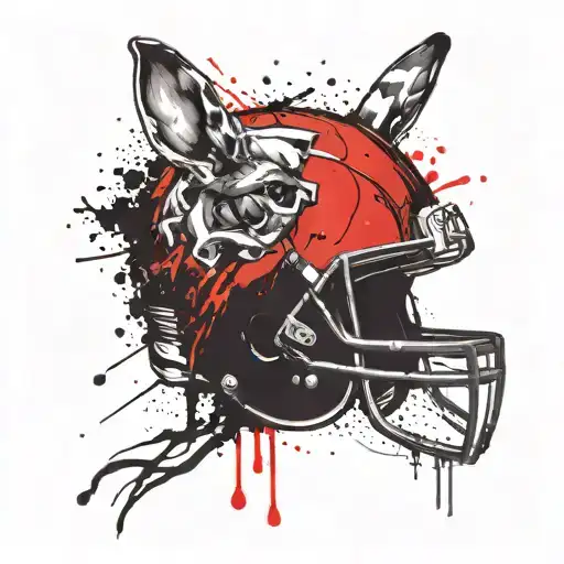 Rabbit's Head In An American Football Helmet