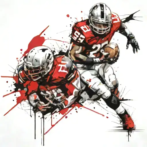 An American Football Player In The Center Position Gives A Snap At The Beginning Of The Game