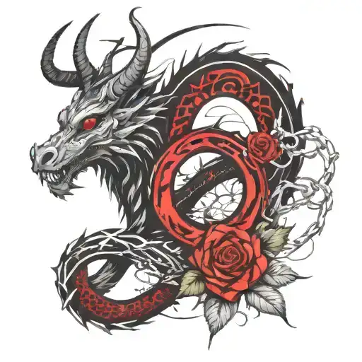 Infinity Sign Viking Dragon Thorned Rose