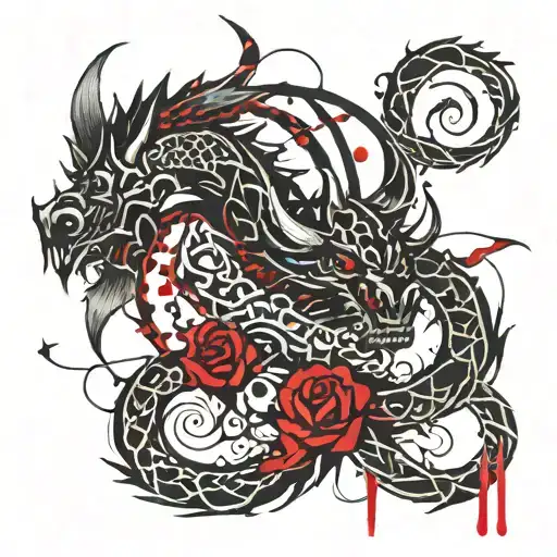 Viking Dragon Infinity Sign A Metal Thorn Rose