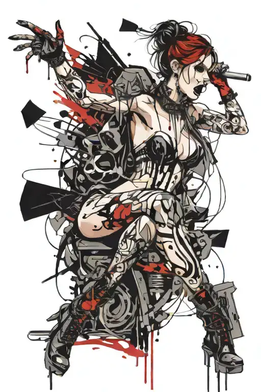 Darkly Alluring Full Nude Goth Girl Rocking Out