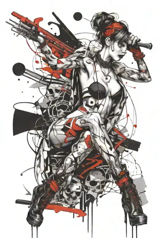 Darkly Alluring Full Nude Goth Girl Rocking Out