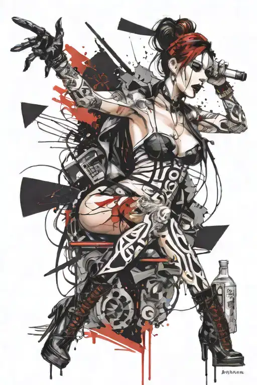 Darkly Alluring Full Nude Goth Girl Rocking Out