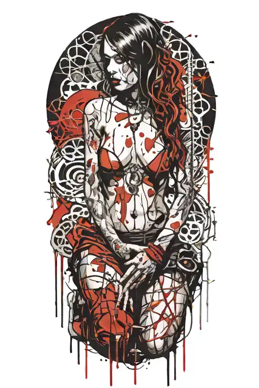 Nude Goth Slave Girl On Her Knees Chained