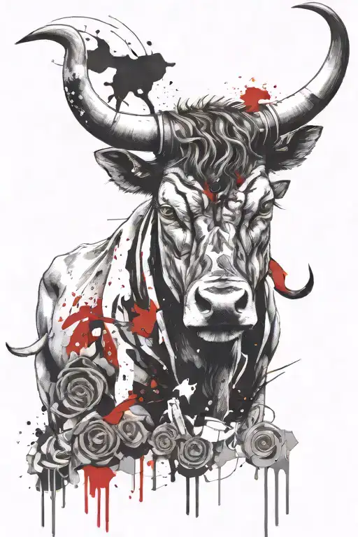 Zodiac Taurus Bull Head With Hazel Eyes Surrounded