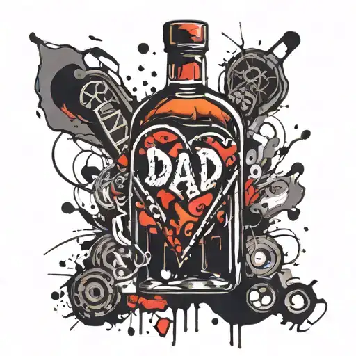 Dad Bottle Of Whiskey Love Heart Around It