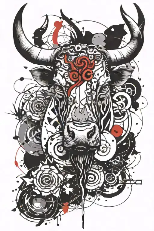 Taurus Bull Head With Hazel Eyes Surrounded