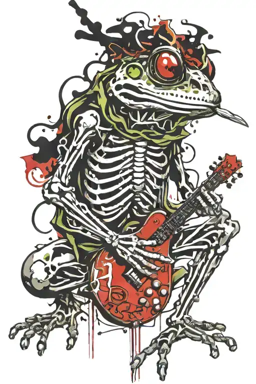 Frog Skeleton Viking Warrior Wielding Double Axes