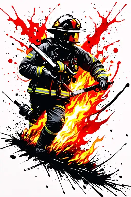 Firefighter Battling Flames