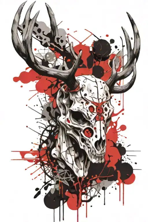 Deer Skull With Nordic Compas