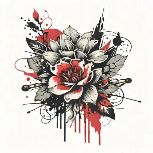 Male Tattoo Of Flowers