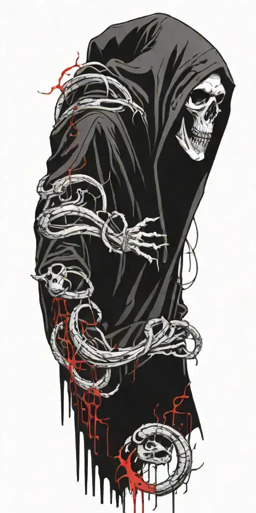 Scary Grim Reaper With Snake Heads