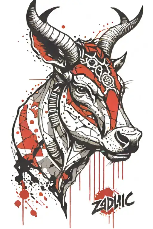 Zodiac Taurus Bull Head With Hazel Eyes Surrounded