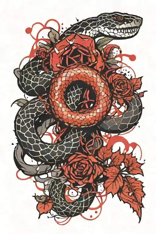 Snake Strangled By Brambles And Bleeding