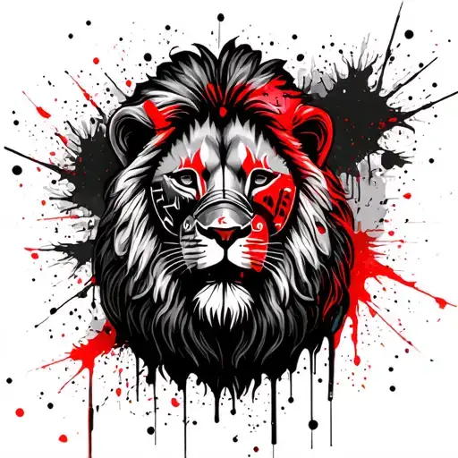 Lion With A Painter Mask Surrounded By A Compass