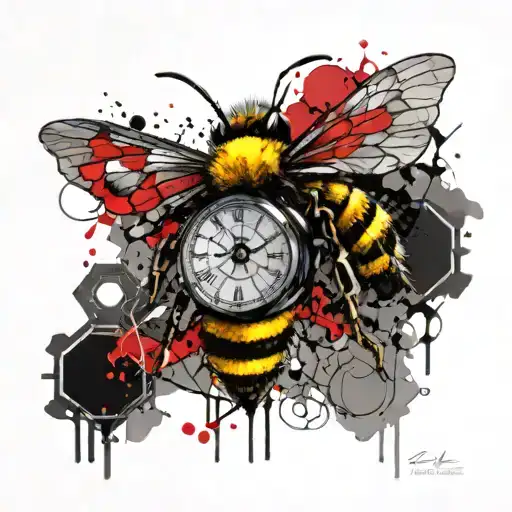 Bee With Honeycomb And Pocket Watch