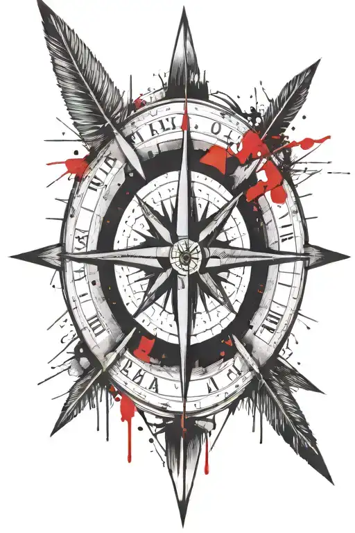 Long Arrow Piercing A Compass Rose