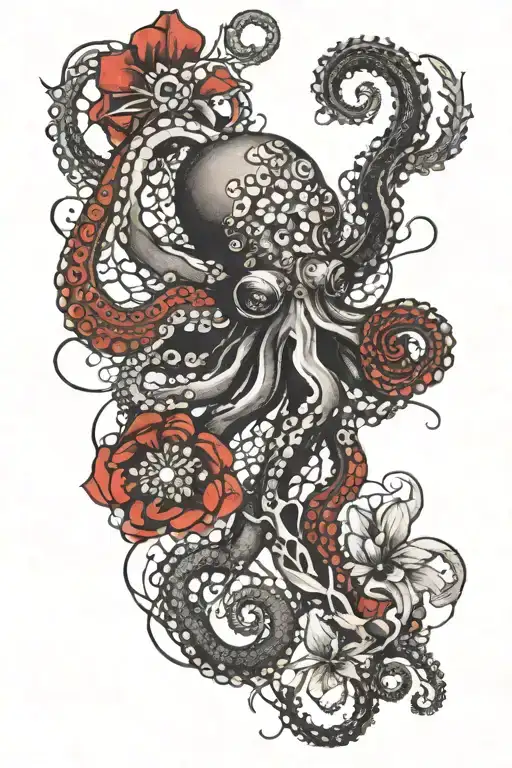 Octopus Hugging Flower Mandala