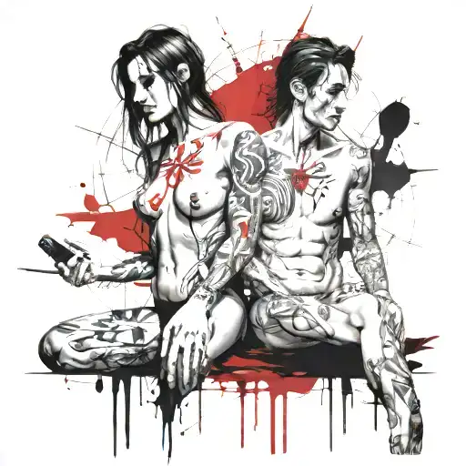 Completely Nude Goth Couple Fucking