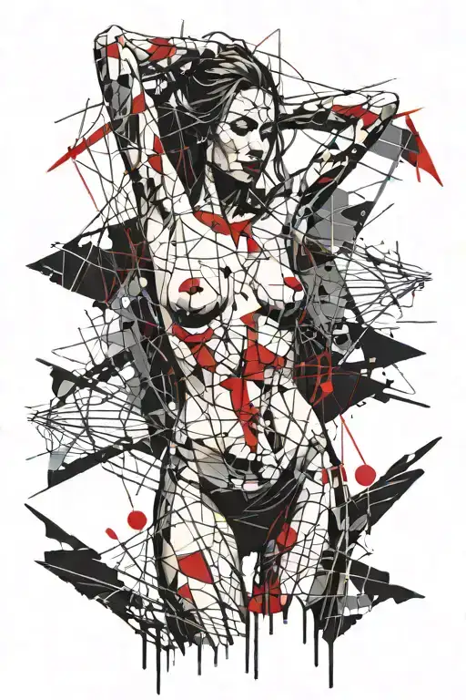 Nude Women Standing Facing Forward With Her Hands Raised Above Her Head