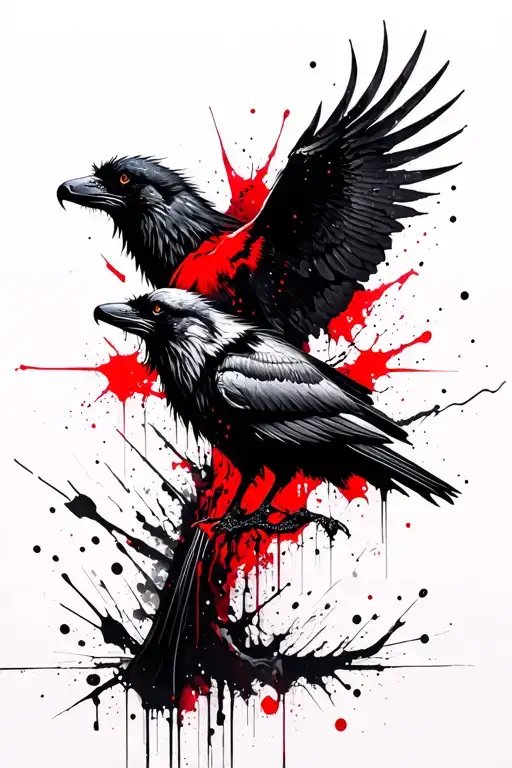 Norse Raven And Wolf