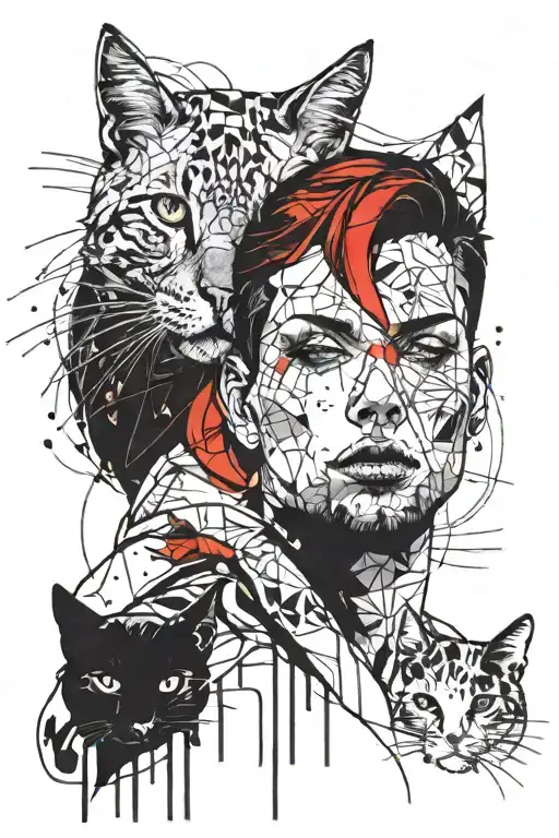 Woman Redhead And Man With Black Short Hair And Beard Hugging A Cat