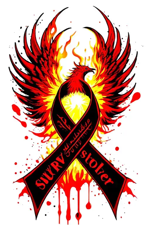 Stroke Survivor Ribbon Phoenix Rising From Flames