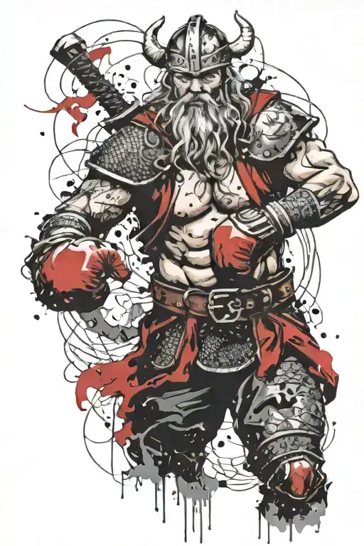 Viking Warrior Wearing Boxing Gloves