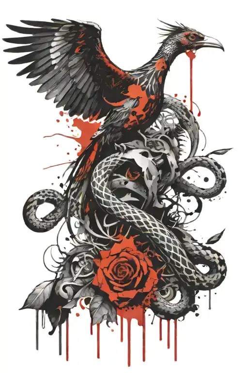 Bird And Snake Intertwined