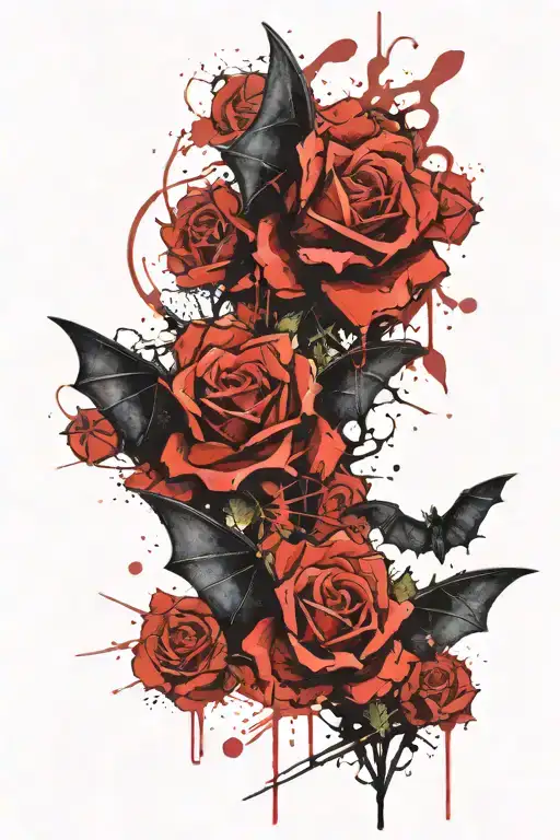 Bat With Roses