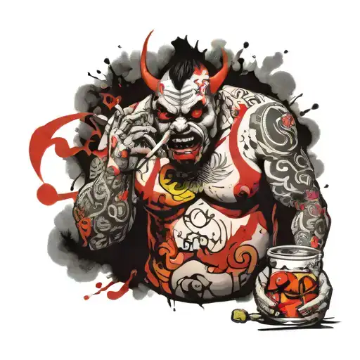 Fat Demon Smoking A Bong