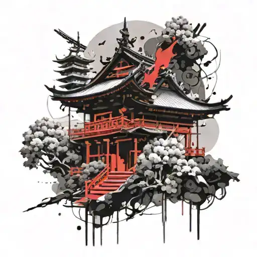 Black And White Japane Se Temple