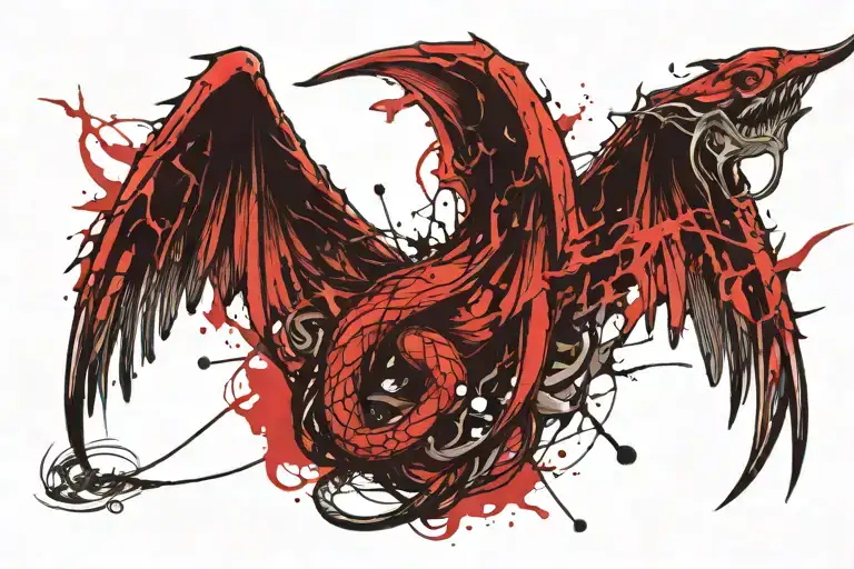 Devil's And Angel Wings Dagger Snake Crawling