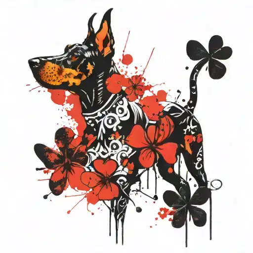 Five Leaf Clover And Doberman