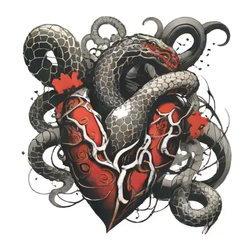 A Snake That Wraps Itself Around An Anatomical Heart