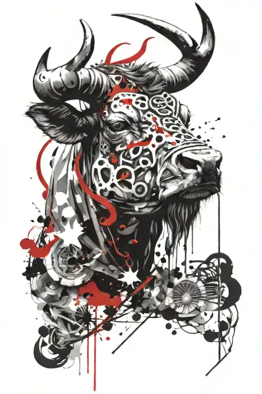 Taurus Bull Head With Hazel Eyes Surrounded