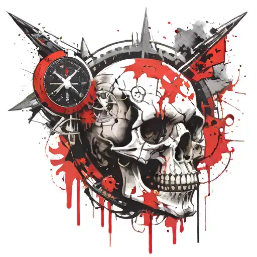 Skull With Sailor's Compass