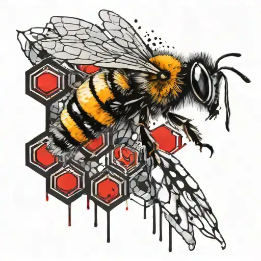 A Bee And Honeycombs In The Background