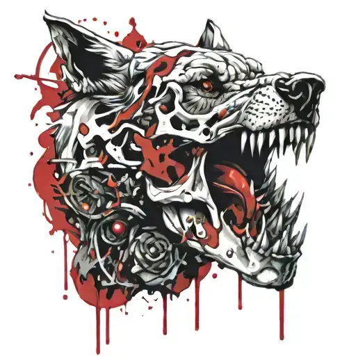 Wolf Skull With Bloody