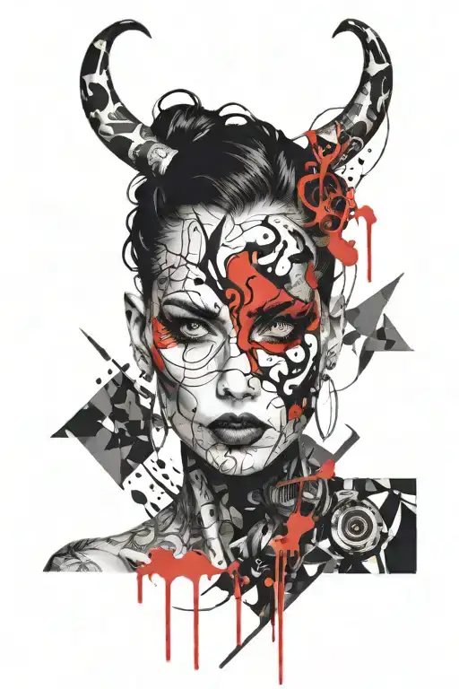 Pattern Female Face Girl Demon