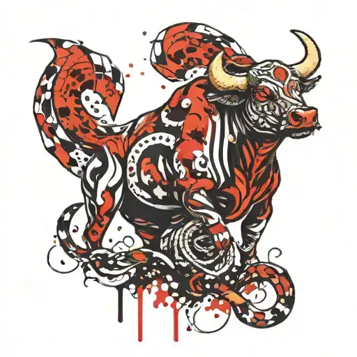 Bull With Snake