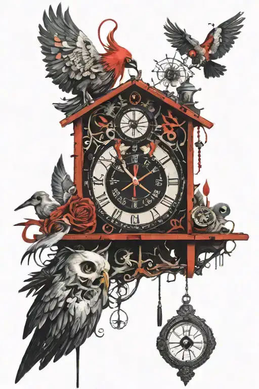 Eyeball Cuckoo Clock Mixed With Skeleton