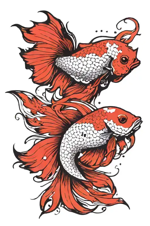 Two Betta Fish Ying Yang
