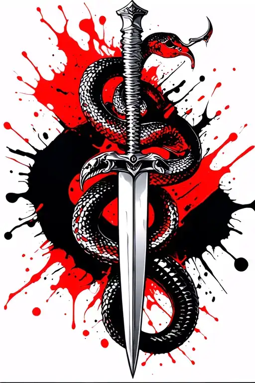 Dagger And Snake Intertwined