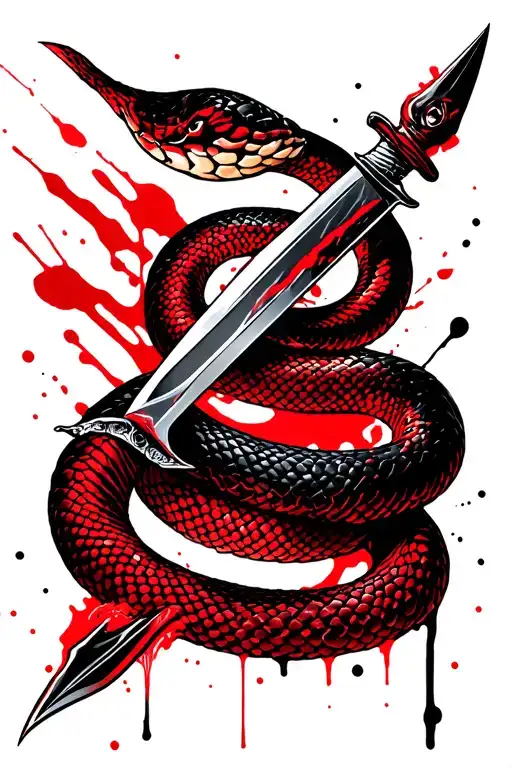 Dagger And Snake Coiled